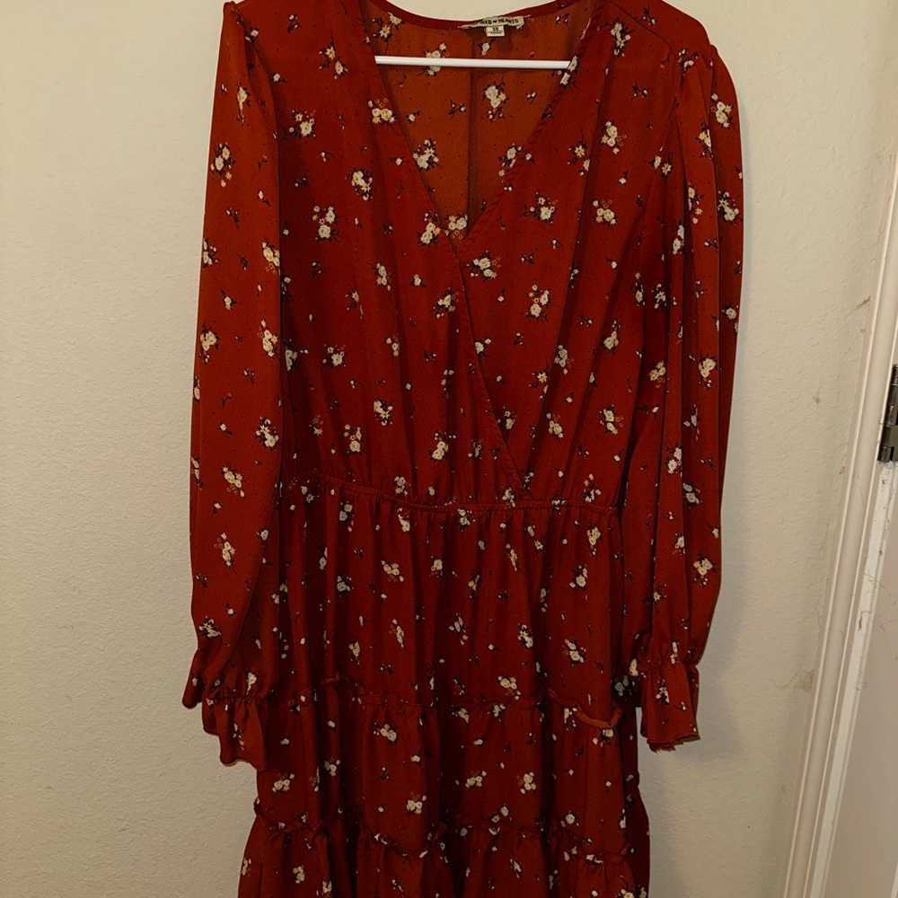 Inspired Hearts Red Bishop Sleeve V-Neck Sundress